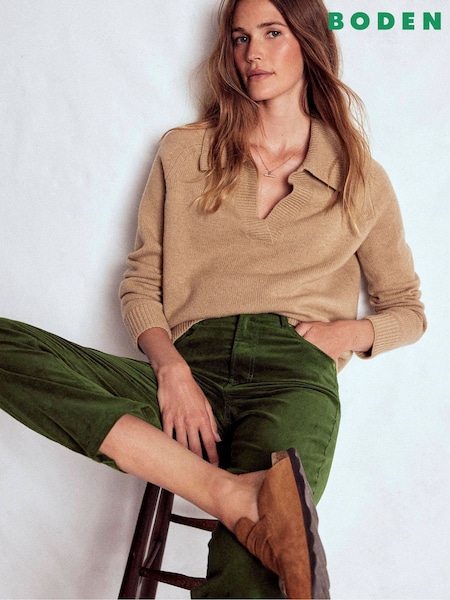 Boden Green Velveteen Straight Leg Jeans (G02638) | £99