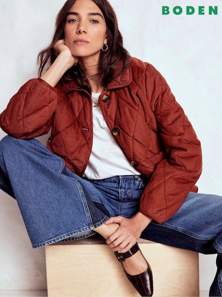 Boden Red Fitzrovia Quilted Cord Jacket (G02729) | £149