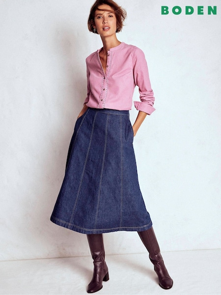 Boden Blue Joy Panelled Denim Skirt (G02732) | £119