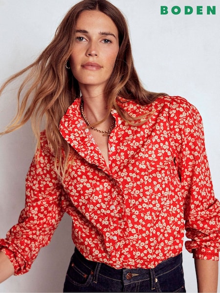 Boden Red Helena Cotton Top (G02734) | £79