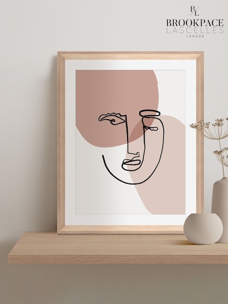 Brookpace Lascelles Natural Hand made in UK Face Abstract Scandi Wall Art In A Wood Aesthetic Frame  40 x 50cm (G02799) | £130