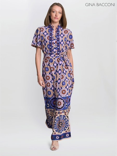 Gina Bacconi Natural Margot Printed Maxi Dress (G04199) | £170