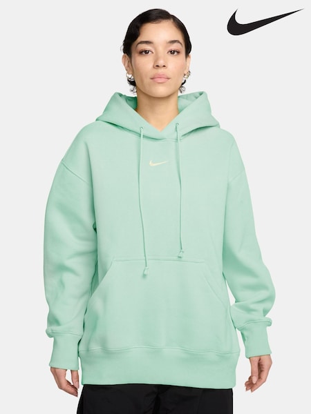 Nike Barely Green Oversized Mini Sportswear Phoenix Fleece Swoosh Pullover Hoodie (G04202) | £55