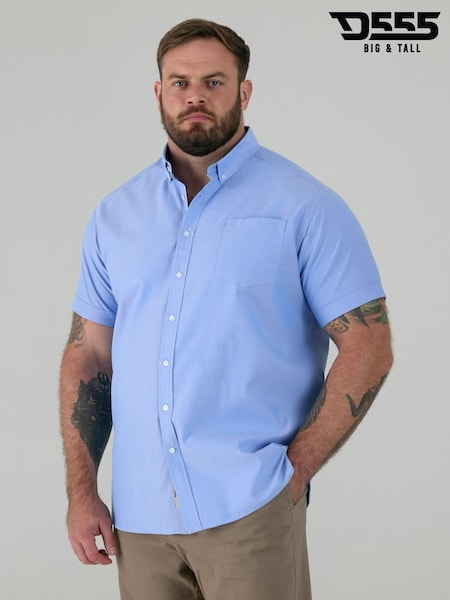 D555 Sky Blue JAMES Classic Oxford Short Sleeve Button Down Shirt With Chest Pocket (G04390) | £30