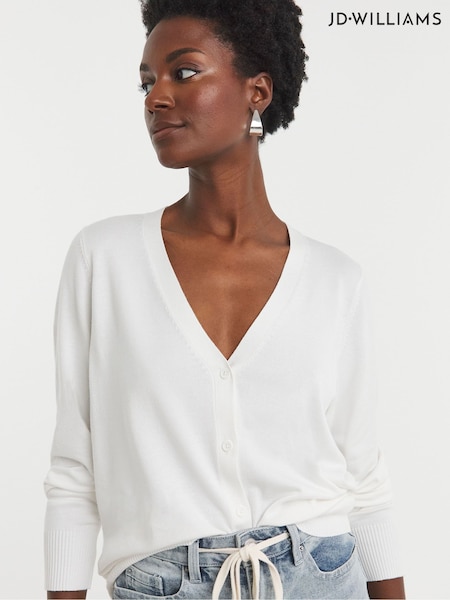 JD Williams White V-Neck Cardigan (G04394) | £22