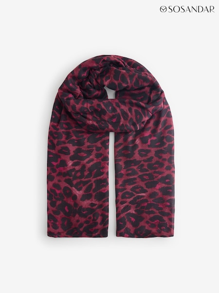 Sosandar Red Leopard Print Scarf (G04577) | £28