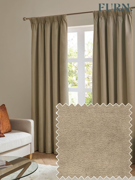 Furn Mocha The Ultimate Velvet 100% Blackout Pencil Pleat Curtains (G04619) | £37 - £89