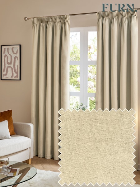 Furn Natural The Ultimate Velvet 100% Blackout Pencil Pleat Curtains (G04634) | £37 - £89