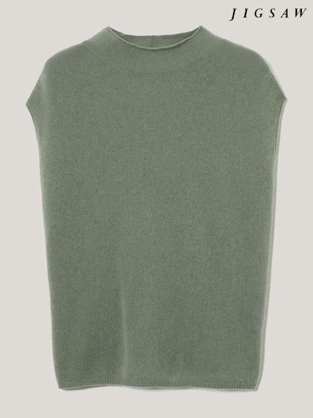 Jigsaw Green Cloud Cashmere Cap Sleeve Top (G04830) | £135