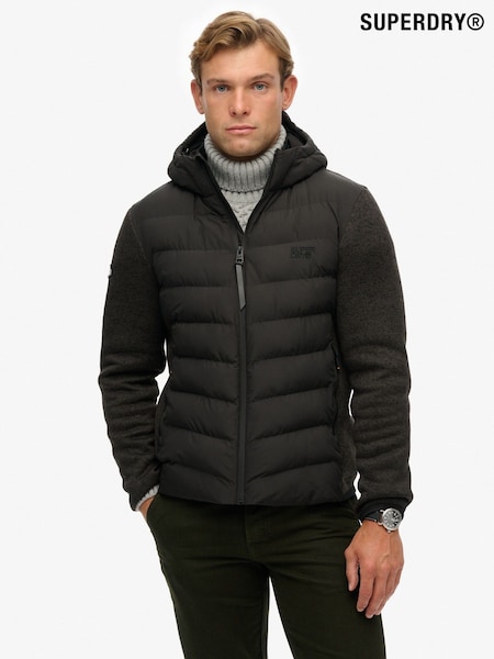 Superdry Black Hooded Storm Knit Hybrid Jacket (G05216) | £95