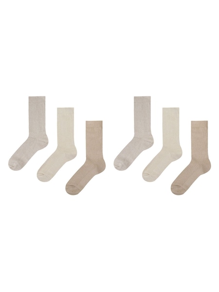Glenmuir Natural Fine Knit Rib Leisure Socks 3 Pack (G05365) | £16