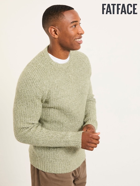 FatFace Sefton Sage Green Knitted Crew Neck Jumper (G05386) | £55