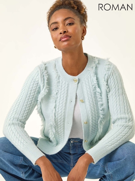 Roman Blue Fringe Knit Cardigan (G05480) | £45