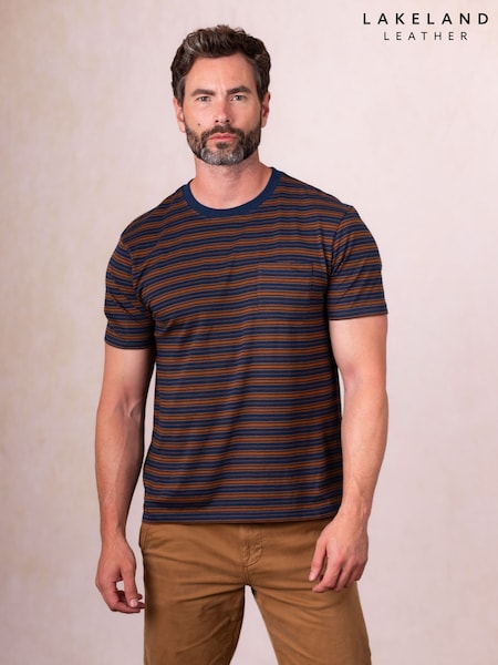Lakeland Clothing Blue Striped Cotton T-Shirt (G05556) | £30