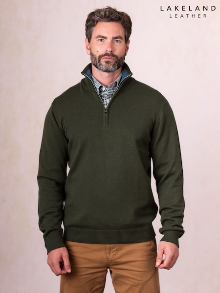 Lakeland Clothing Green Robinson Wool Blend Quarter Zip Jumper (G05558) | £70