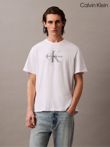 Calvin Klein White Monogram Logo T-Shirt (G05630) | £45
