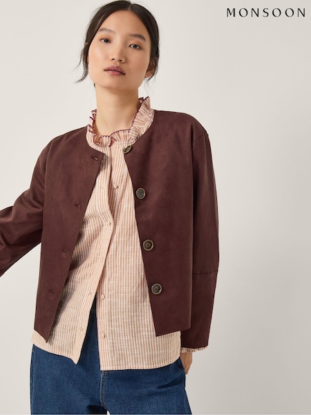 Monsoon Brown Rowan Suedette Jacket (G05803) | £80