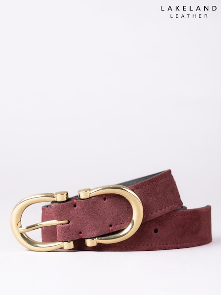 Lakeland Leather Red Bowness Dual Buckle Suede Belt (G05893) | £35