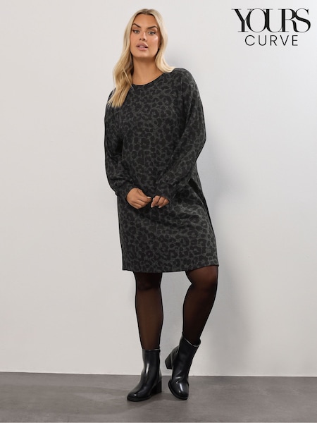 Yours Curve Grey Balloon Sleeve Dress (G05917) | £34
