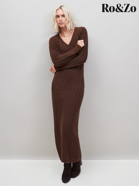 Ro&Zo Brown Cable Knit Dress (G06039) | £99