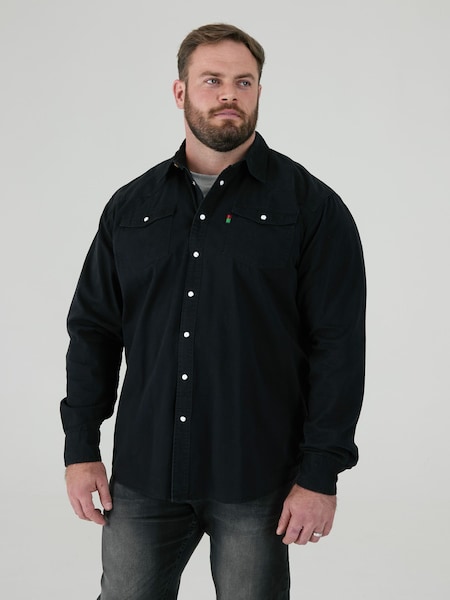 Duke London Black Western Style Denim Shirt With Snap Button Fastening (G06052) | £45