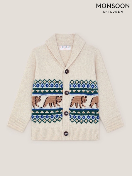 Monsoon Cream Bear Fair Isle Cardigan (G06139) | £32 - £36