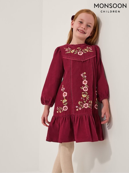Monsoon Pink Embroidered Corduroy Tunic Dress (G06141) | £38 - £43