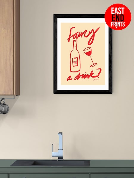East End Prints Black Fancy a Drink Wall Art Print by Stephie Cardona (G06388) | £50 - £130