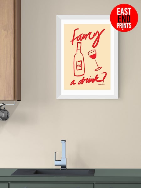 East End Prints White Fancy a Drink Wall Art Print by Stephie Cardona (G06389) | £50 - £130