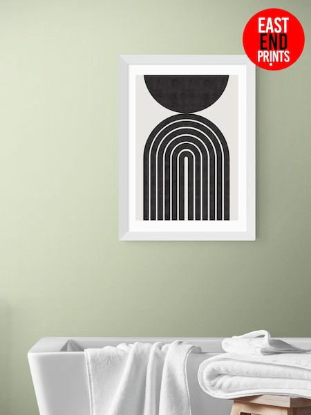 East End Prints White Abstract Rainbow Circle Wall Art Print by Crayon Studio (G06393) | £50 - £130