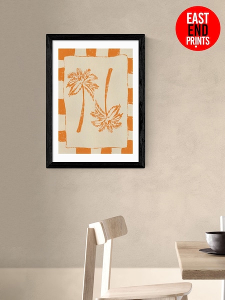 East End Prints Black Palm Paradise Orange Wall Art Print by Shatha Dafai (G06418) | £50 - £130