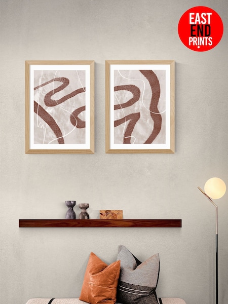 East End Prints Set of 2 Oak Abstract Fuzz Wall Art Prints by 1x Gallery (G06423) | £90 - £245