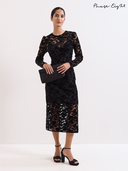 Phase Eight Black Viktoria Midi Dress (G06629) | £189