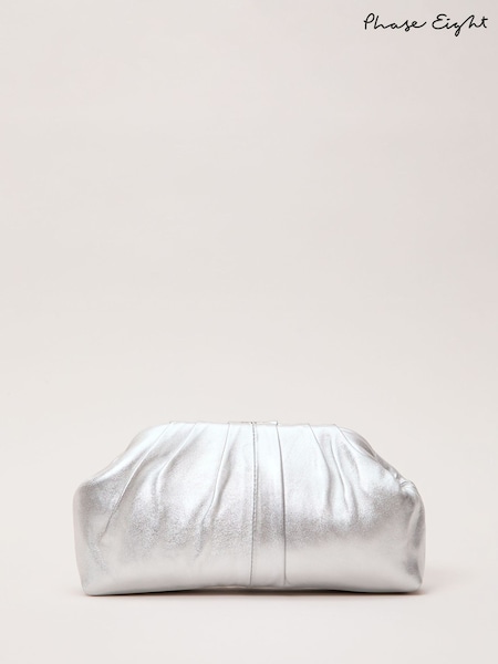 Phase Eight Silver Pouch Clutch Bag (G06635) | £75