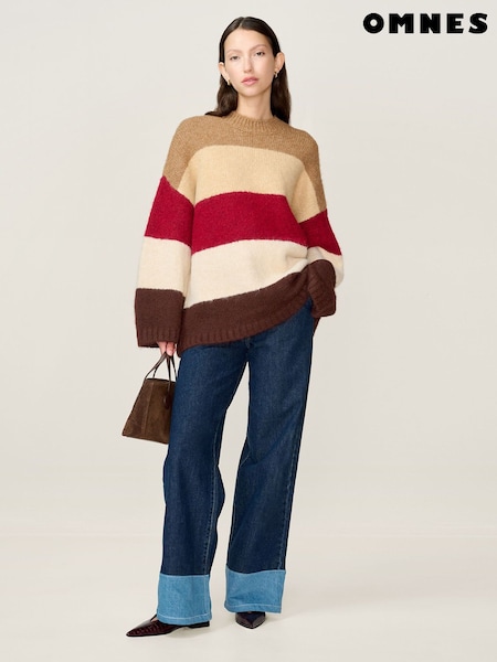 Omnes Brown Constance Stripe Thick Knit Stripe Jumper (G06657) | £69