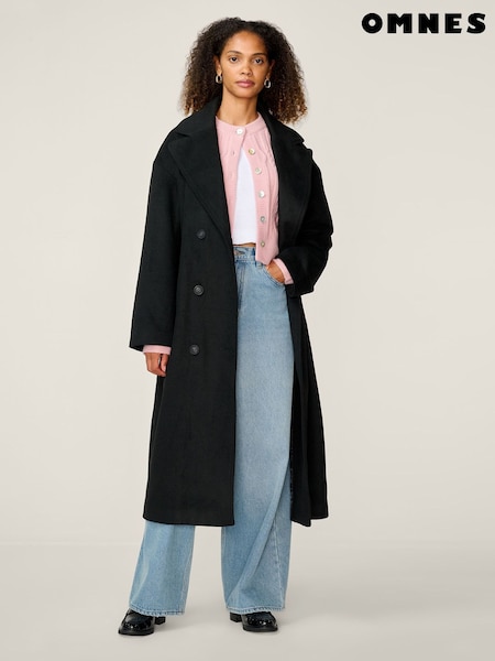 Omnes Black Tina Oversized Wool-Blend Coat (G06675) | £150