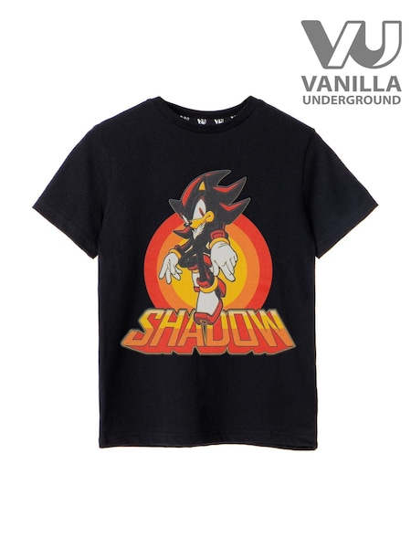 Vanilla Underground Black Sonic the Hedgehog Shawdow Rings Short Sleeved T-Shirt (G06857) | £14