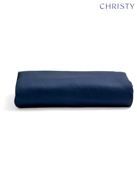 Christy Navy Smooth and Silky Cotton Sateen Deep Fitted Sheet (G06894) | £35 - £55