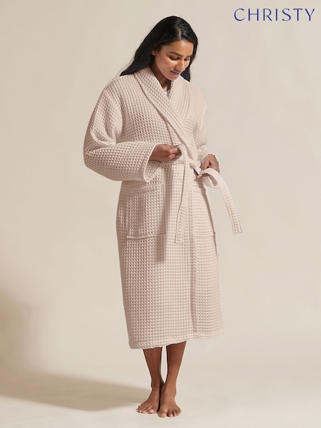 Christy Blush Pink Waffle Weave Kimono Style Robe (G06912) | £65