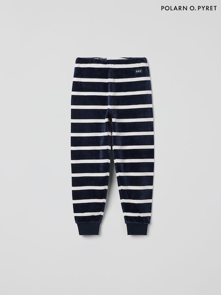 Polarn O. Pyret Blue Cotton Striped Velour Trousers (G06920) | £26