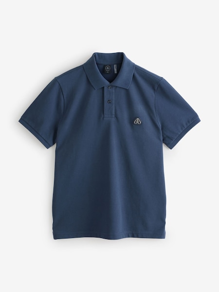 Moose Knuckles Blue Everett Short Sleeve Logo Polo Shirt (G06938) | £130