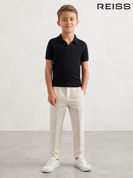 Reiss Navy Duchie 3-9 yrs Merino Wool Open-Collar Polo Shirt (G07038) | £28