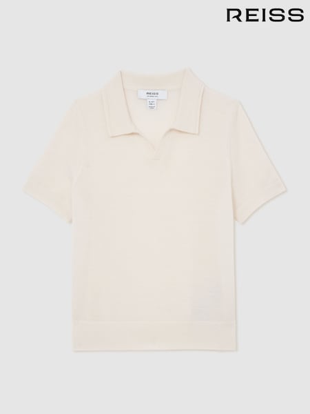 Reiss Snow White Duchie 13-14 yrs Merino Wool Open-Collar Polo Shirt (G07082) | £36