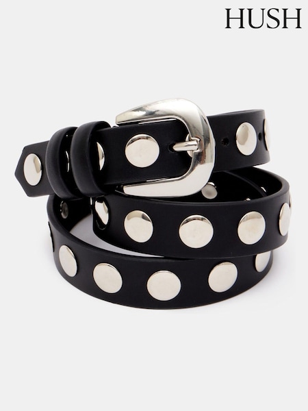 Black Seren Studded Leather Belt (G07138) | £70