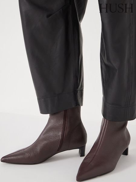Hush Red Leather Sock Fit Boots (G07144) | £200