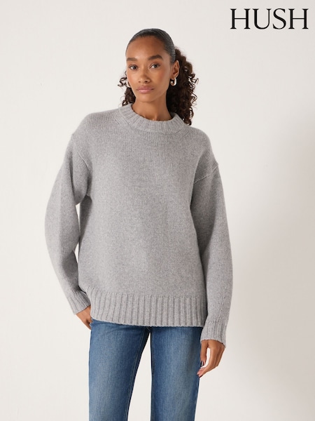 Hush Grey Longline Cashmere Cora Jumper (G07153) | £290