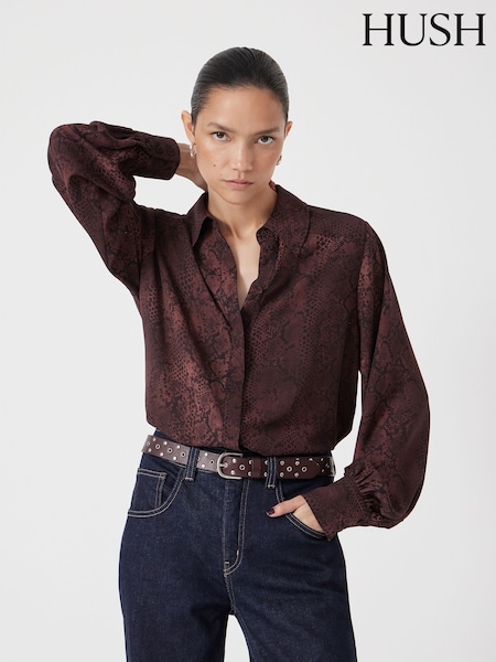Hush Brown Printed Long Sleeve Shirt (G07158) | £80