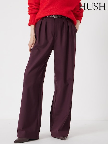 Hush Red Lya Wool Blend Wide Leg Trousers (G07161) | £140