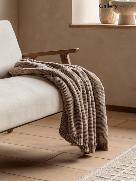 Gallery Home Taupe Deco Luxe Chunky Throw (G07210) | £35