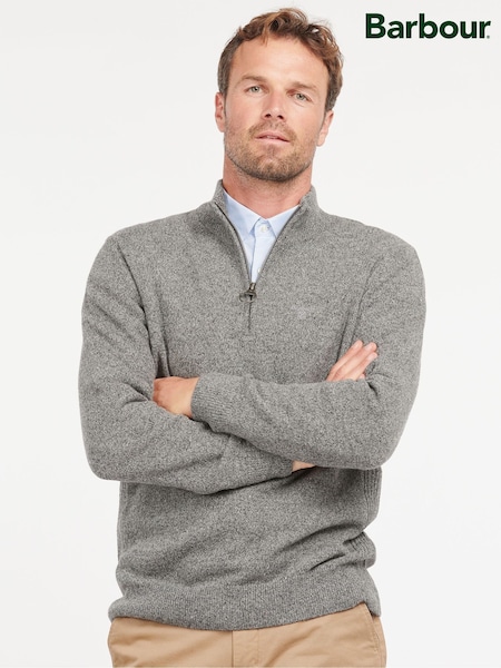 Barbour® Grey Essential Tisbury Half Zip Jumper (G07224) | £100